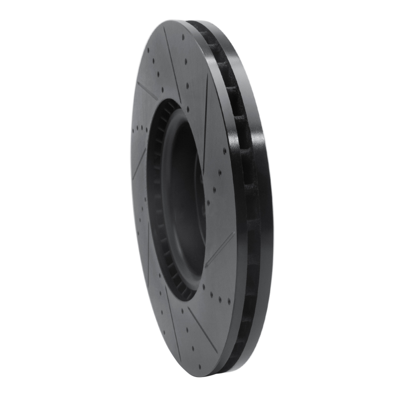 Land Rover Defender 110 Brake Rotor (1) - Front Left - R1 Concepts - Drilled & Slotted - Black - `18-`25